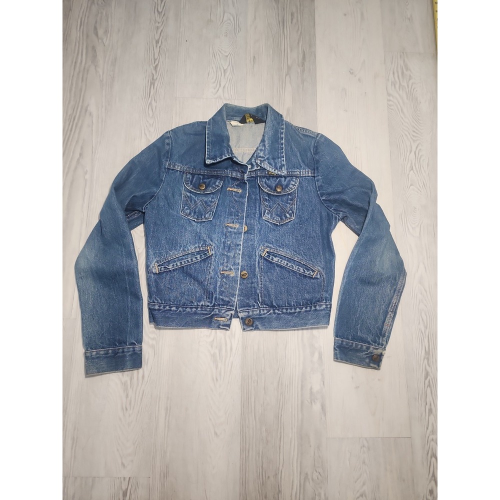 70s Wrangler Women's Sanforized‎ XS Denim Trucker Jacket Made In USA Cropped Fit